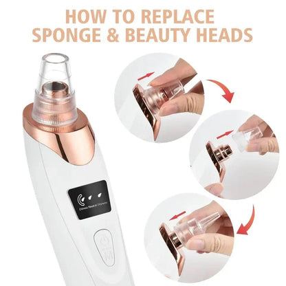 Gadget Cart multifunctional blackhead remover showing how to replace the suction heads and sponge filters